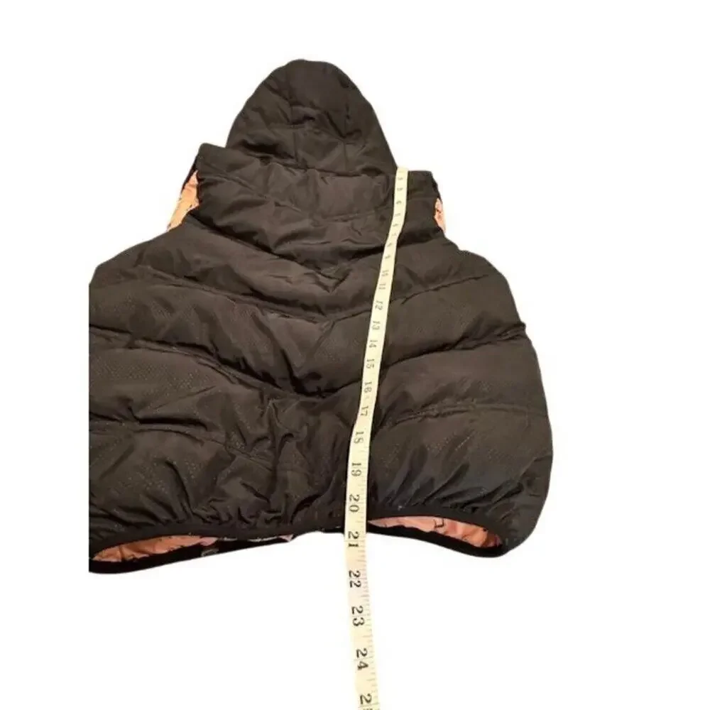 Etam Weekend Quilted Hooded Vest Black With Orange Lining Size 38 For Women